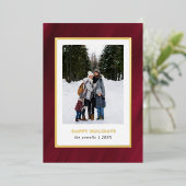 水彩メルロレッドフレームフォトクリスマス 箔シーズンカード (立ち正面)