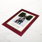 水彩メルロレッドフレームフォトクリスマス 箔シーズンカード (回転した状態)