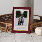 水彩メルロレッドフレーム3枚の写真クリスマス 箔シーズンカード