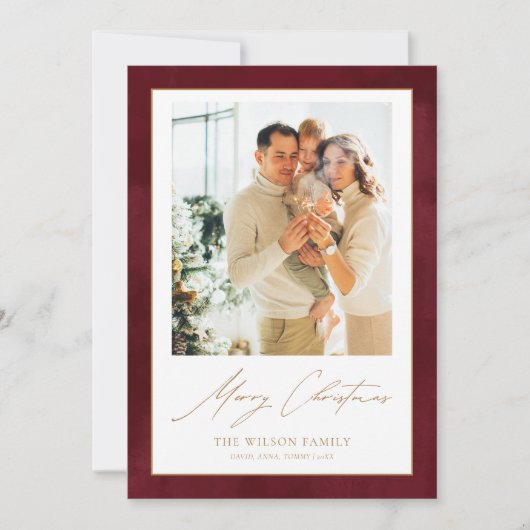 水彩メルロレッド3枚クリスマス シーズンカード (正面)