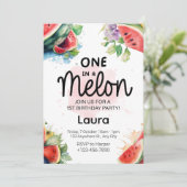 水彩メロンの1歳誕生日パーティー招待状 招待状 (スタンド正面)