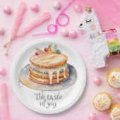 水彩メープルシロップ付きパンケーキ ペーパープレート (パーティー)