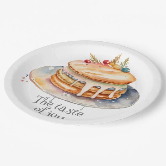 水彩メープルシロップ付きパンケーキ ペーパープレート (アングル)