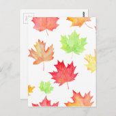 水彩メープルリーフパターン ポストカード (正面/裏面)