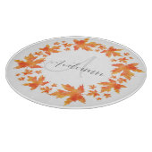 水彩メープル葉リース カッティングボード (角)