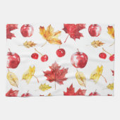 水彩メープル離れ、さくらんぼ、リンゴ キッチンタオル (横)
