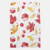 水彩メープル離れ、さくらんぼ、リンゴ キッチンタオル (縦)