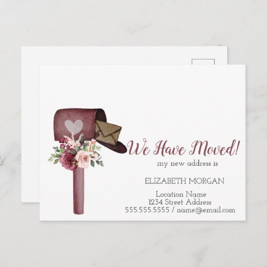 水彩メールボックスの花を移動 案内ポストカード (正面/裏面)