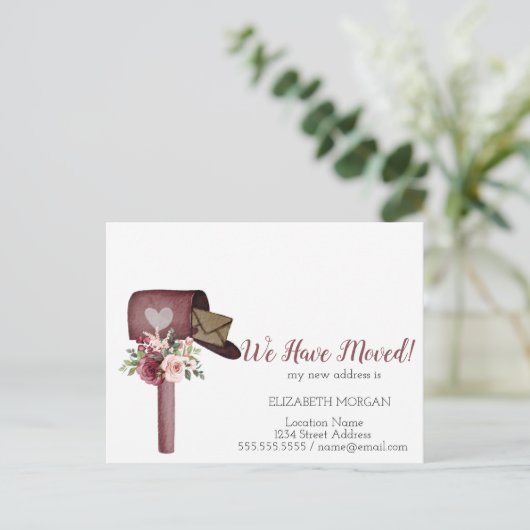 水彩メールボックスの花を移動 案内ポストカード (スタンド正面)