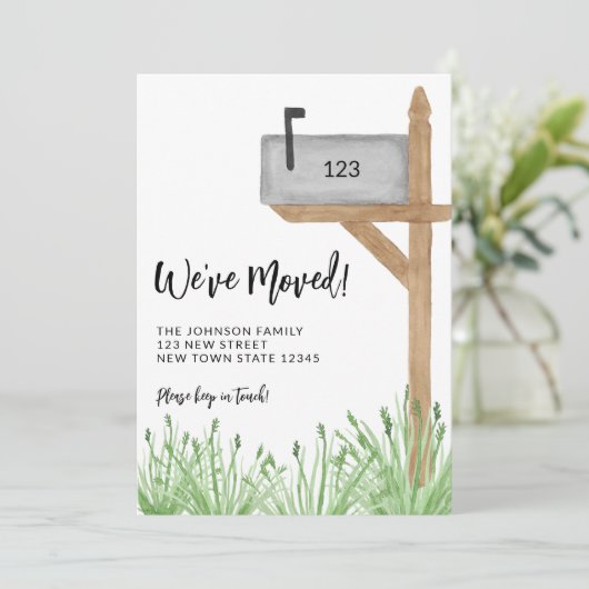 水彩メールボックス引っ越しましたの移動 案内状 (スタンド正面)