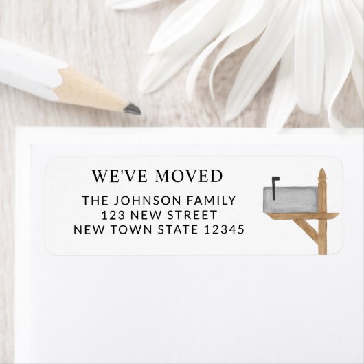 水彩メールボックス引っ越しました差出人住所 ラベル