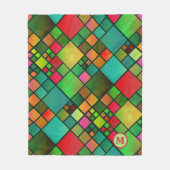 水彩モザイクパターンモノグラムフリースブランケット フリースブランケット (正面)