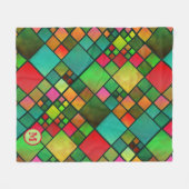 水彩モザイクパターンモノグラムフリースブランケット フリースブランケット (正面(横))