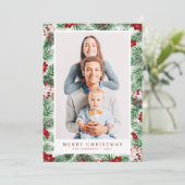 水彩モダンなクリスマスの葉の植物 シーズンカード (スタンド正面)