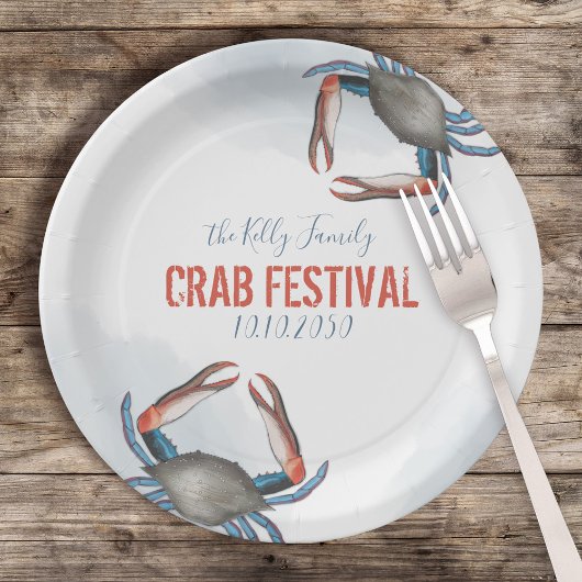 水彩モダンなルスティックブルークラブエレガント ペーパープレート