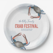 水彩モダンなルースチックブルークラブエレガント ペーパープレート (正面)