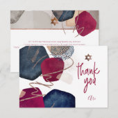 水彩モダンアブストラクト ミツヴァー 感謝カード (正面/裏面)