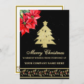 水彩モダンエレガントなポインセチアの木 シーズンカード (正面/裏面)