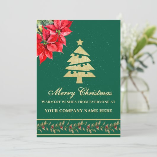 水彩モダンエレガントなポインセチアの木 シーズンカード (スタンド正面)