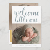 水彩モダンスクリプシンプルト2フォト誕生 案内状 (正面/裏面)