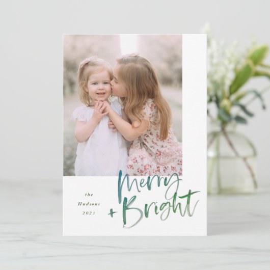 水彩モダンスクリメリープトと明るい祝日 シーズンカード (スタンド正面)