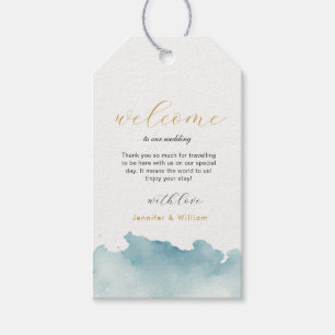水彩モダンビーチ結婚式ようこそラベル ギフトタグ