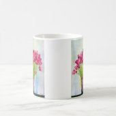 水彩モダンピンクのチューリップ コーヒーマグカップ (中央)