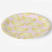 水彩モダンピンクイエローレモン紙プレート ペーパープレート (アングル)