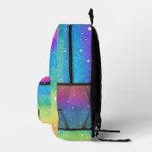 水彩モダンピンクレインボーストライプズモノグラム プリントバックパック (右)