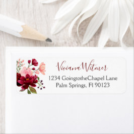 水彩モダンフローラバーガンディーピンク ラベル