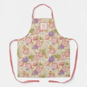 水彩モダンフローラピンクキッチンエプロン エプロン (正面)