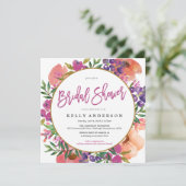 水彩モダンフローラブライダルシャワー招待 招待状 (スタンド正面)