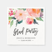 水彩モダンフローラ卒業パーティー スタンダードカクテルナプキン (正面)