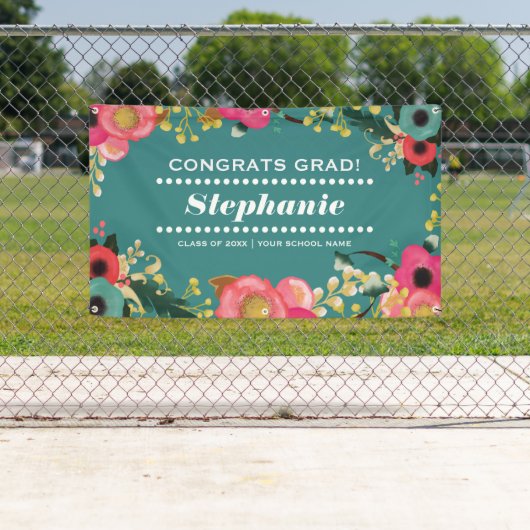 水彩モダンフローラ卒業パーティー 横断幕 (インサイチュ)