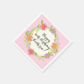 水彩モダンフローラ誕生日パーティーデコール スタンダードカクテルナプキン (角)