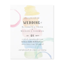 水彩モダンブラシストローク結婚式招待状