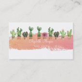 水彩モダンブラシストローク、水彩サボテン 名刺 (正面)