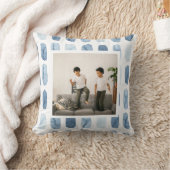 水彩モダンブラシ青 |写真 クッション (ブランケット)