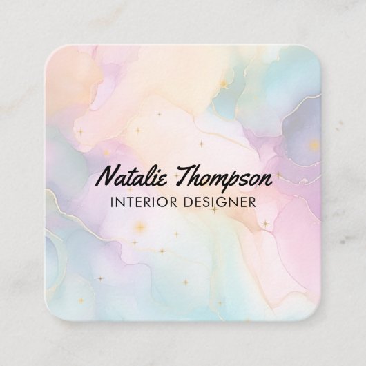 水彩モダンブランディング及びマーケティング抽象芸術 スクエア名刺 (正面)