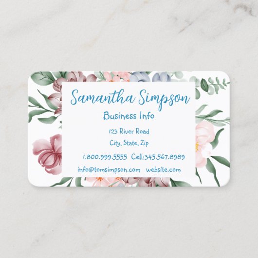 水彩モダンプロフェッショナルエレガント花部 名刺 (正面)