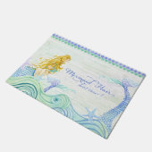 水彩モダン人魚とひなが木の間でヒトデ ドアマット (アングル)