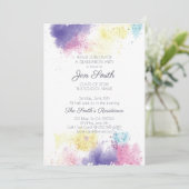 水彩モダン卒業パーティー招待状。 招待状 (スタンド正面)