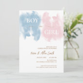 水彩モダン性別発表 招待状 (スタンド正面)