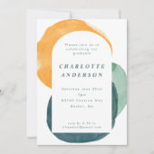 水彩モダン抽象芸術卒業パーティー 招待状 (正面)