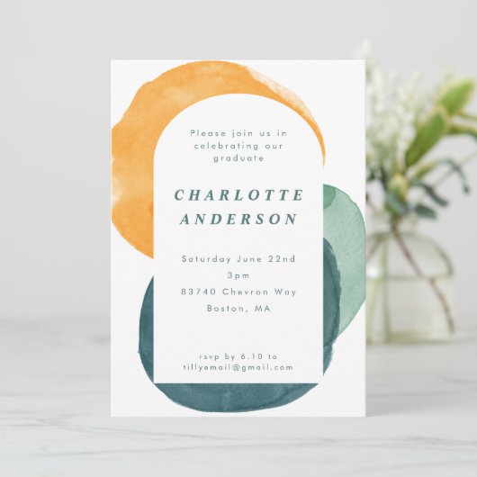 水彩モダン抽象芸術卒業パーティー 招待状 (スタンド正面)
