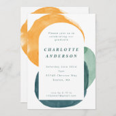 水彩モダン抽象芸術卒業パーティー 招待状 (正面/裏面)