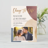 水彩モダン抽象芸術結婚写真 セーブザデート (スタンド正面)