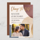 水彩モダン抽象芸術結婚写真 セーブザデート (正面/裏面)