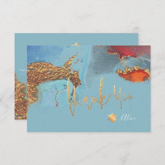 水彩モダン抽象芸術（ユダヤ教の）バル・ミツバーありがとう サンキューカード (正面/裏面)