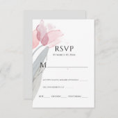 水彩モダン春ピンクチューリップ  出欠カード (正面/裏面)